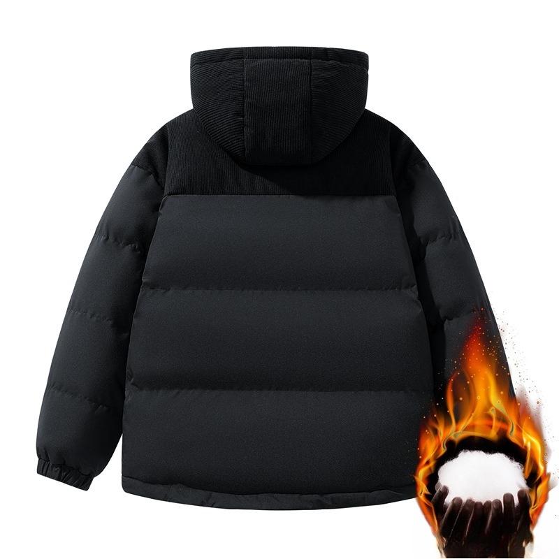 

Вельветовая хлопковая куртка мужская зимняя трендовая свободная цветная блокировка разгрузочная кепка хлопковая куртка куртка мужская мода повседневная куртка S