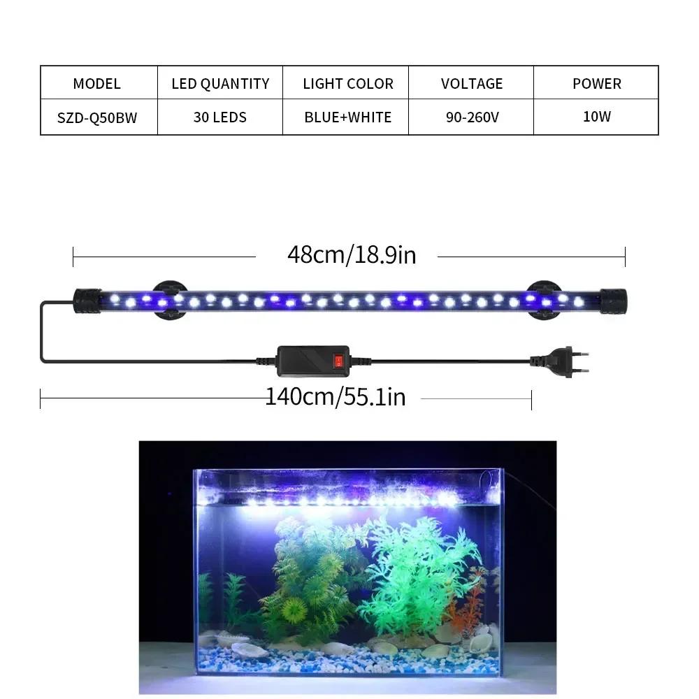 Luz LED Impermeable para Acuario Lámpara de Crecimiento para Plantas Iluminación Subacuática para Pecera Para Accesorios de Decoración de Acuarios 90-260V