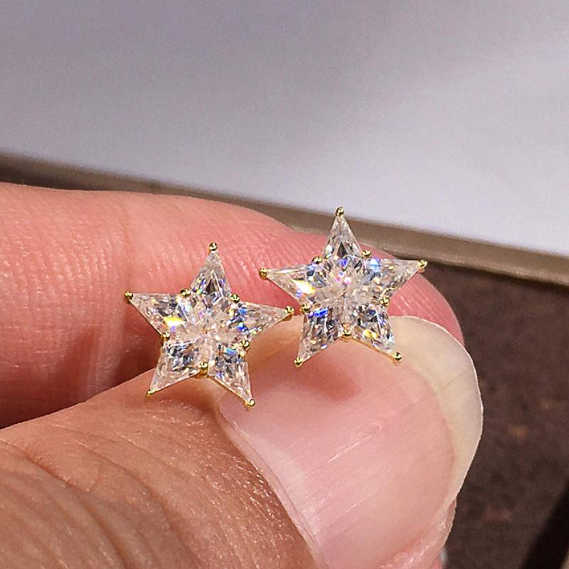 Huitan Sparkling Star Stud Earrings Female Shiny Sweet Romantic Girls Gift Accessories Exquisite Dainty Party  for Women