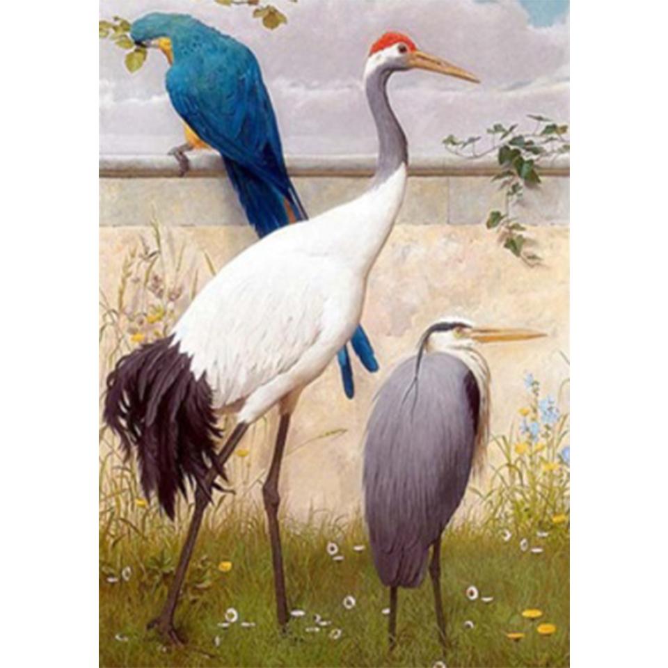 5D DIY White Crane Rhinestone Animal Diamond Painting Picture Full Round Full Diamond Mosaic Gift Cross Stitch Decoration Kit