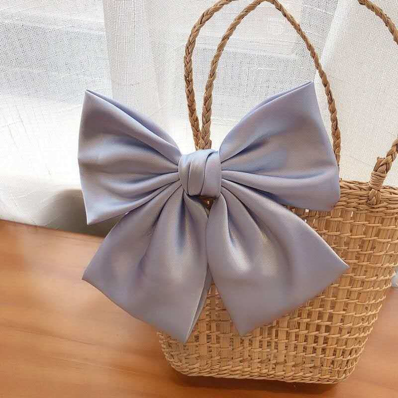 

Женская однотонная заколка с бантом, высококачественная атласная заколка на спине, весенняя шпилька, аксессуары для волос синий