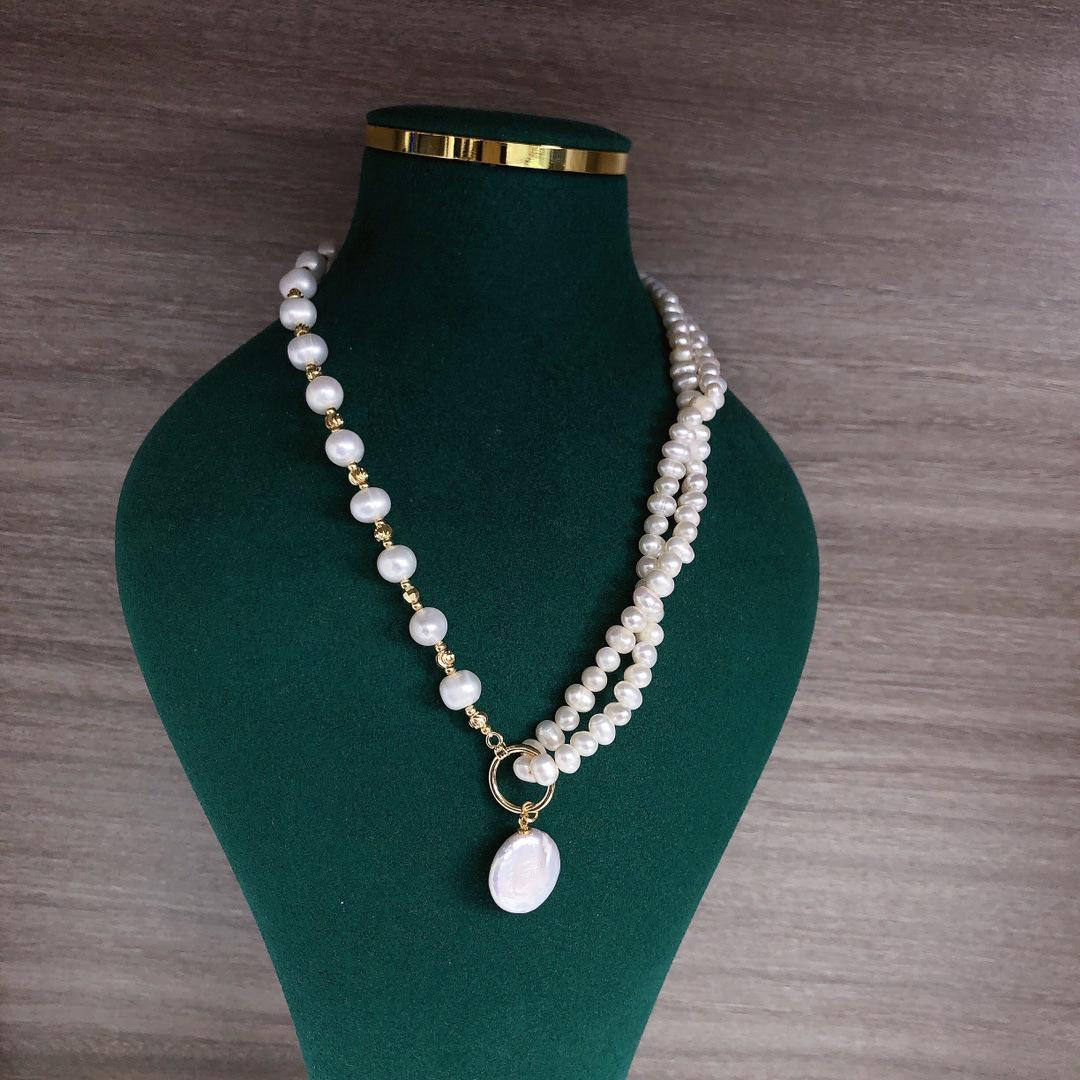 Exquisite Korean Style Women s Freshwater Pearl Necklace & Bracelet Set белый
