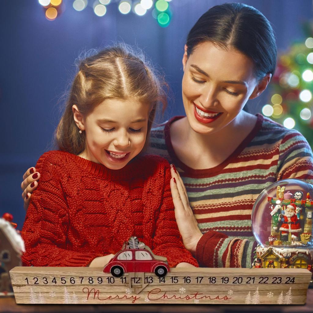 Wooden Countdown Christmas Advent Fireplace And Shelf Decoration