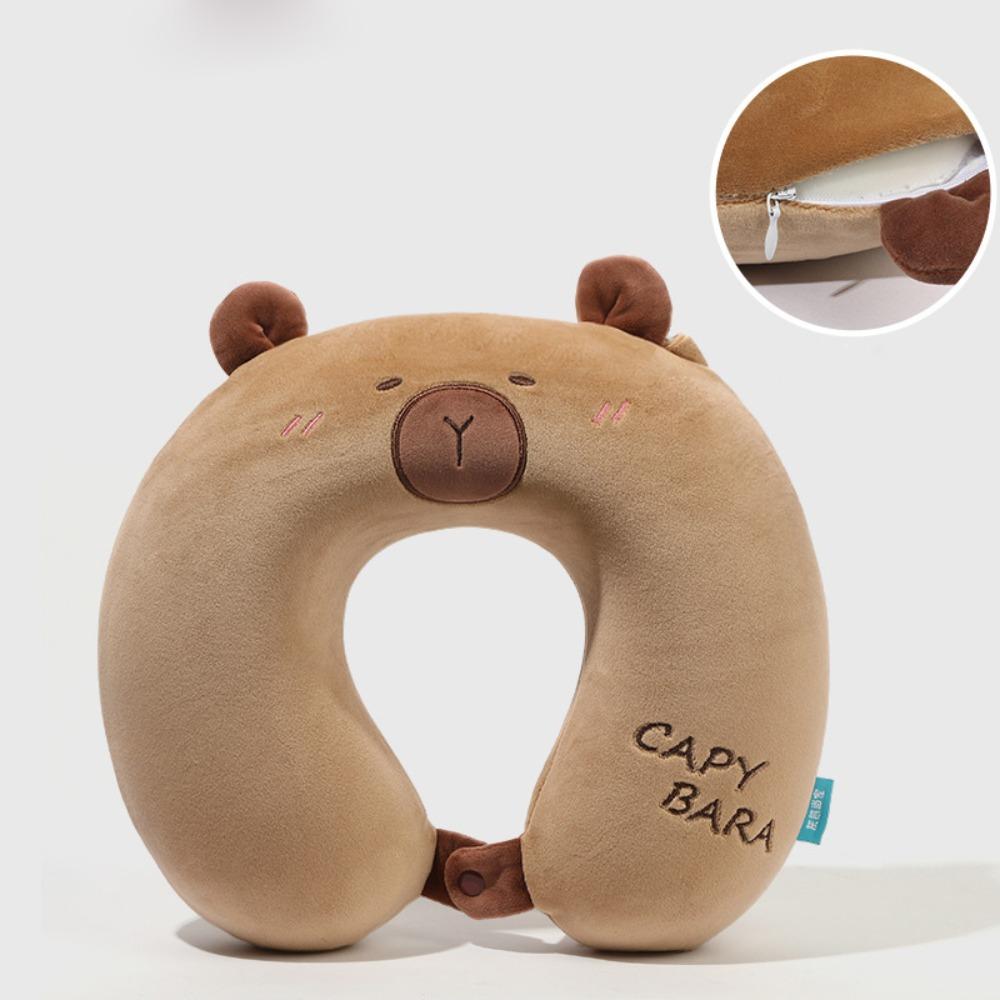 Cute Cartoon Capybara U-shaped Pillow Soft Travel Neck Support Pillow Eye Mask Pillow 2 In 1 Office Chair Cushions