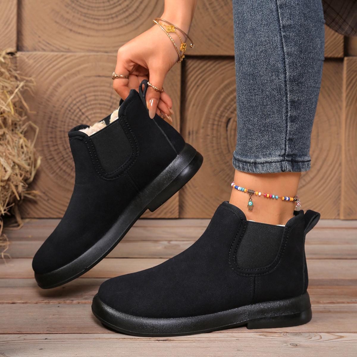

Women s Winter Plus Velvet Warm Cotton Boots - Non-Slip, Comfortable, Versatile Flat Bottom 39 чёрный