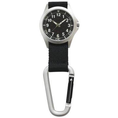 [Klefer] Taschenuhr Karabineruhr Wasserdicht Leuchtend Analog Nylonarmband 191205 Herren Schwarz