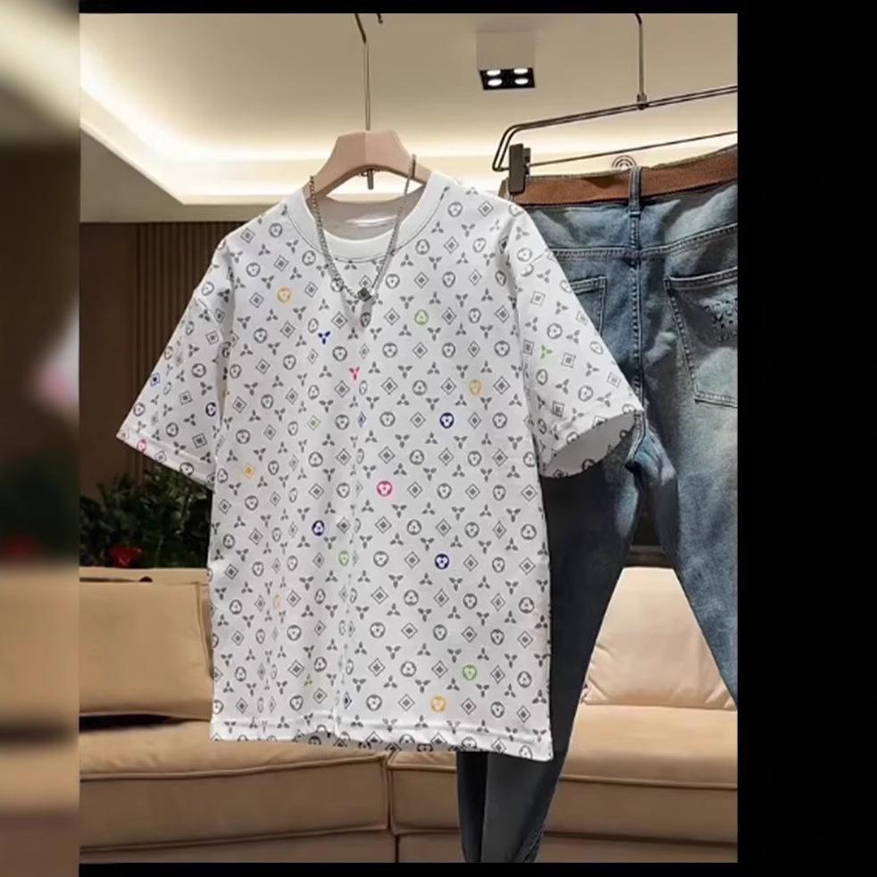 2025 Summer Trendy Men's Casual Loose Round Neck Full Print Short Sleeve T-Shirt