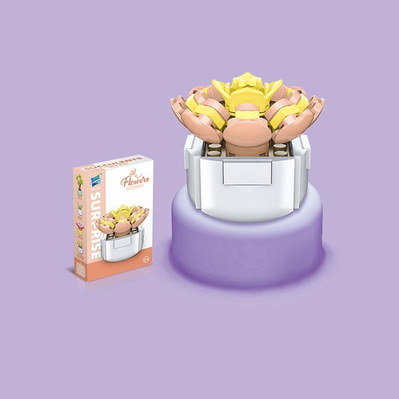 Small Children Puzzle Particle Building Block Flower Flexing Potted Model Toy
