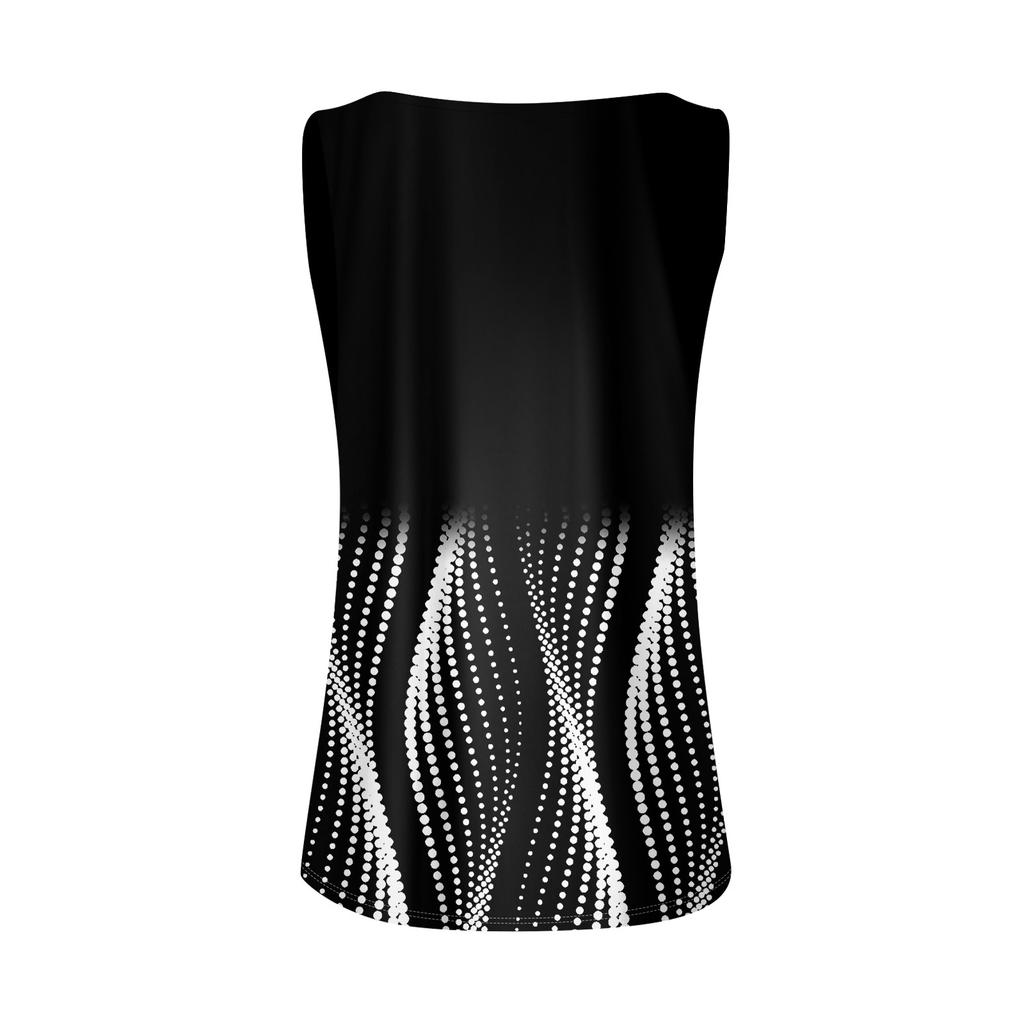 Tricou de damă Tricou imprimat cu nasturi Fără mâneci Zilnic Weekend Moda Basic Decolteu în V Top obișnuit