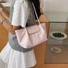 Minimalist Leather Shoulder Bag for Women with Flap Cover Long Strap Elegant Daily Carry Bag