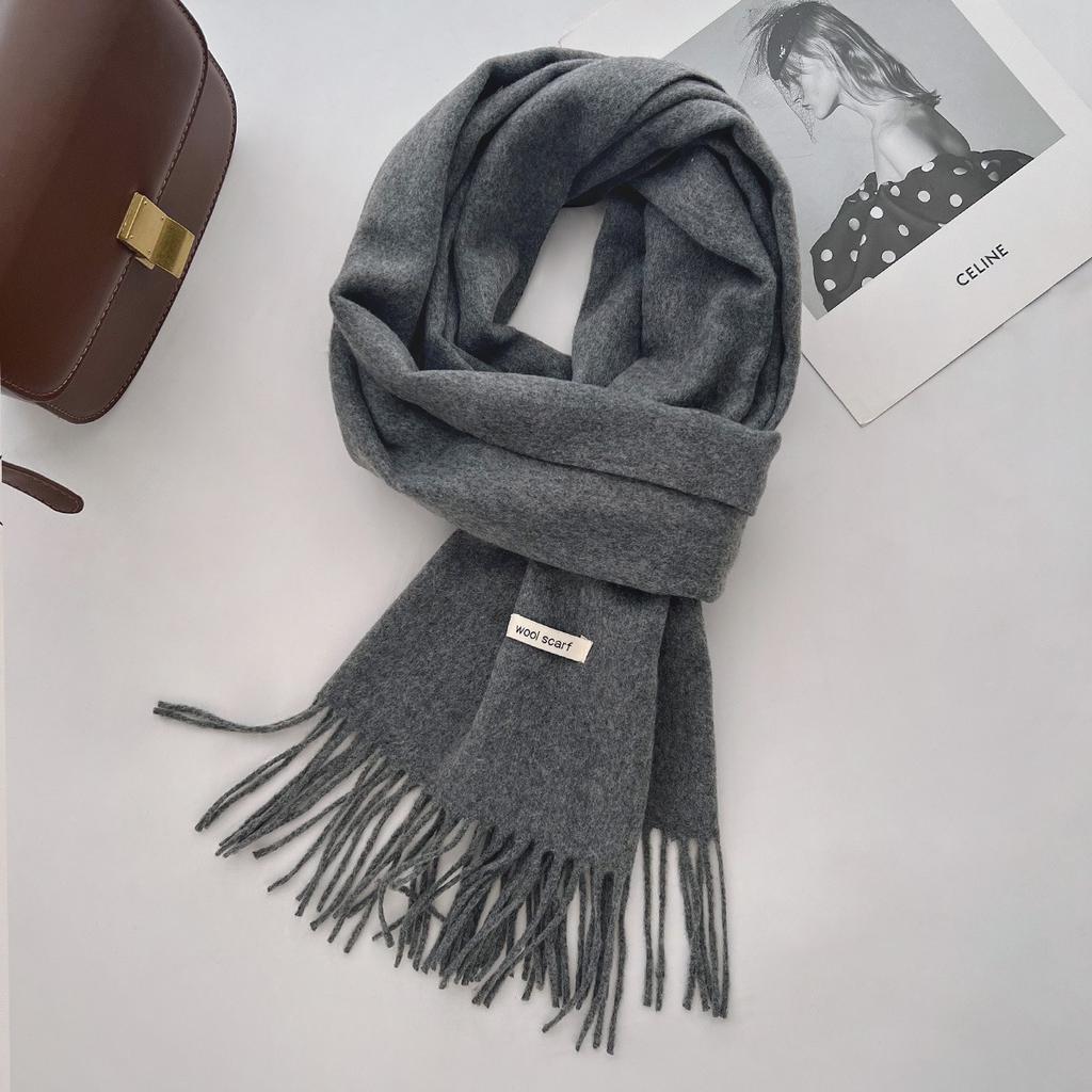 35*205cm Luxury Wool Scarf Women Fashion Solid Color Winter Warm Scarves Tassel Shawls Pashmina Lady Wrap Bufanda