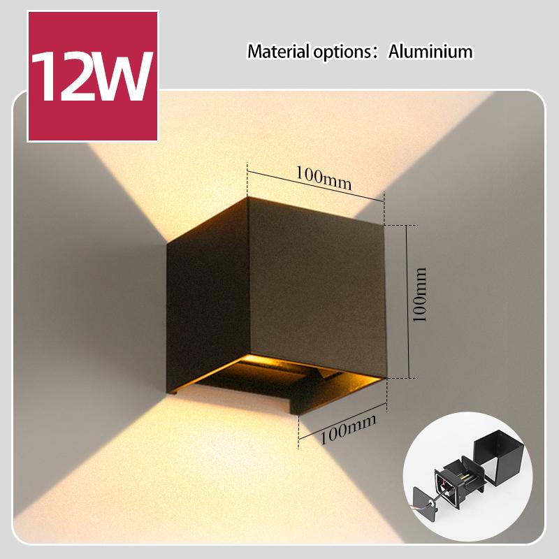 Modern Outdoor Staircase & Garden Waterproof Black White Square High Brightness LED Aluminum Wall Lamp