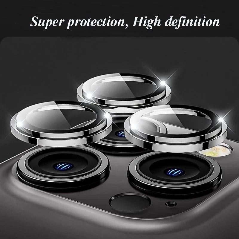 Luxury Camera Lens Protector for IPhone 15 Pro Max Metal Ring Protective Glass for IPhone 11 12 13 14 Pro Max Mini Camera Lens Glass