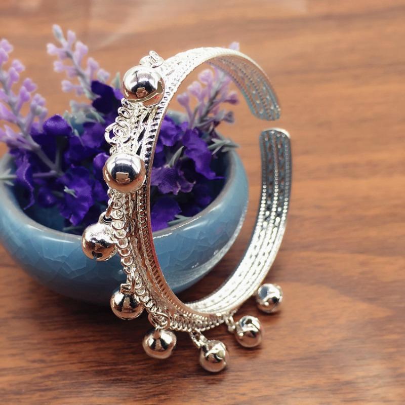 Retro Silver Eight Bells Bracelet, Dance Opening Bracelet, Versatile Jewelry Girls Bracelet
