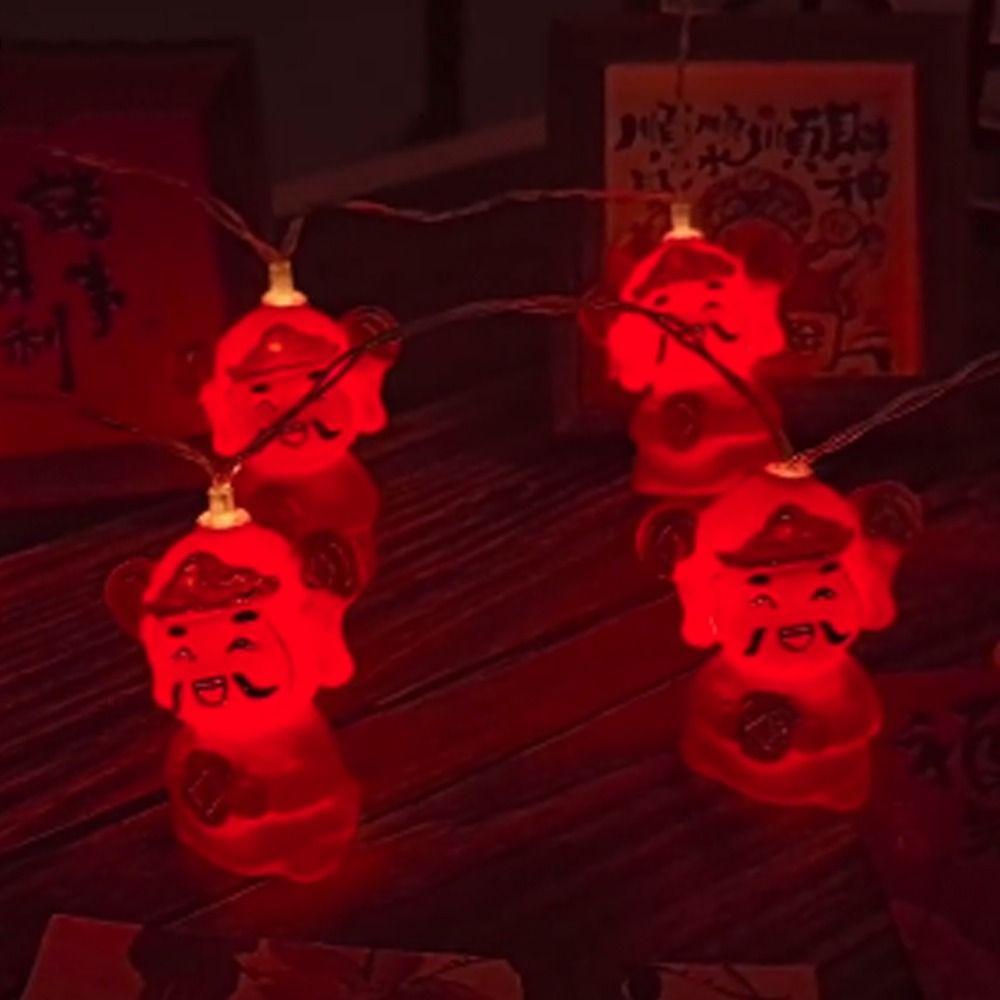 Waterproof Red Lantern Decoration Chinese Style Wealth God Lantern String  Christmas Tree