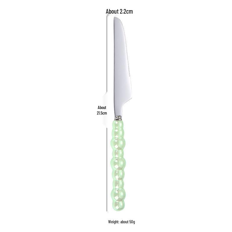 Elegant 304 Stainless Steel Cutlery Set: Knife, Fork & Spoon with Creative Pearl Ceramic Handles. Perfect for Western Steak & Dessert.