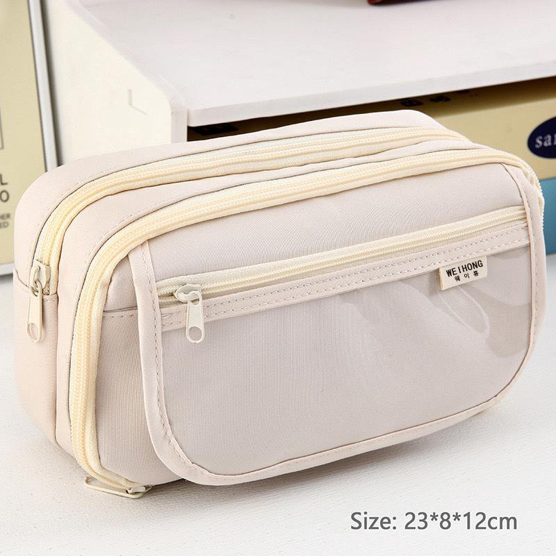 Large Capacity Pencil Bag Capybara Cartoon Stationery Holder Bag With Brooches Stickers Clips Keychains Children Pen Case