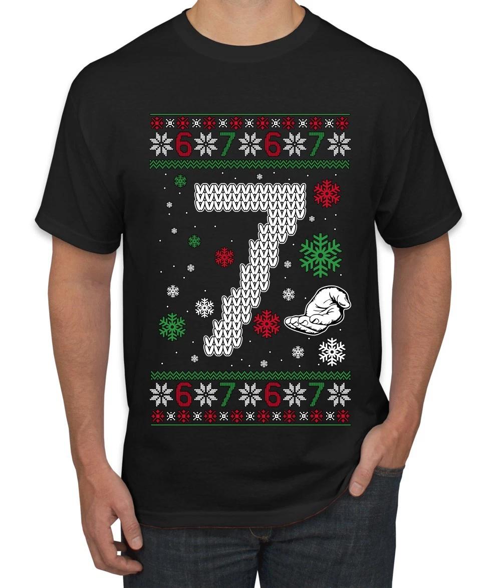 Number 7 Funny Meme Saying 6 7 Six Seven Ugly Christmas Men s T- Shirt S