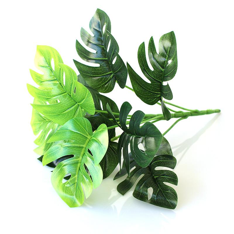 

Имитация растения Зеленый редис Путешественник Банан Зеленое растение Украшение для дома 9 головок Лист спины черепахи