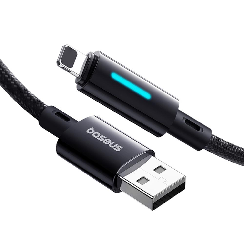 BASEUS Lit 2m USB To iP 2.4A Fast Charging Cable Data Cord with Dynamic Flowing Light
