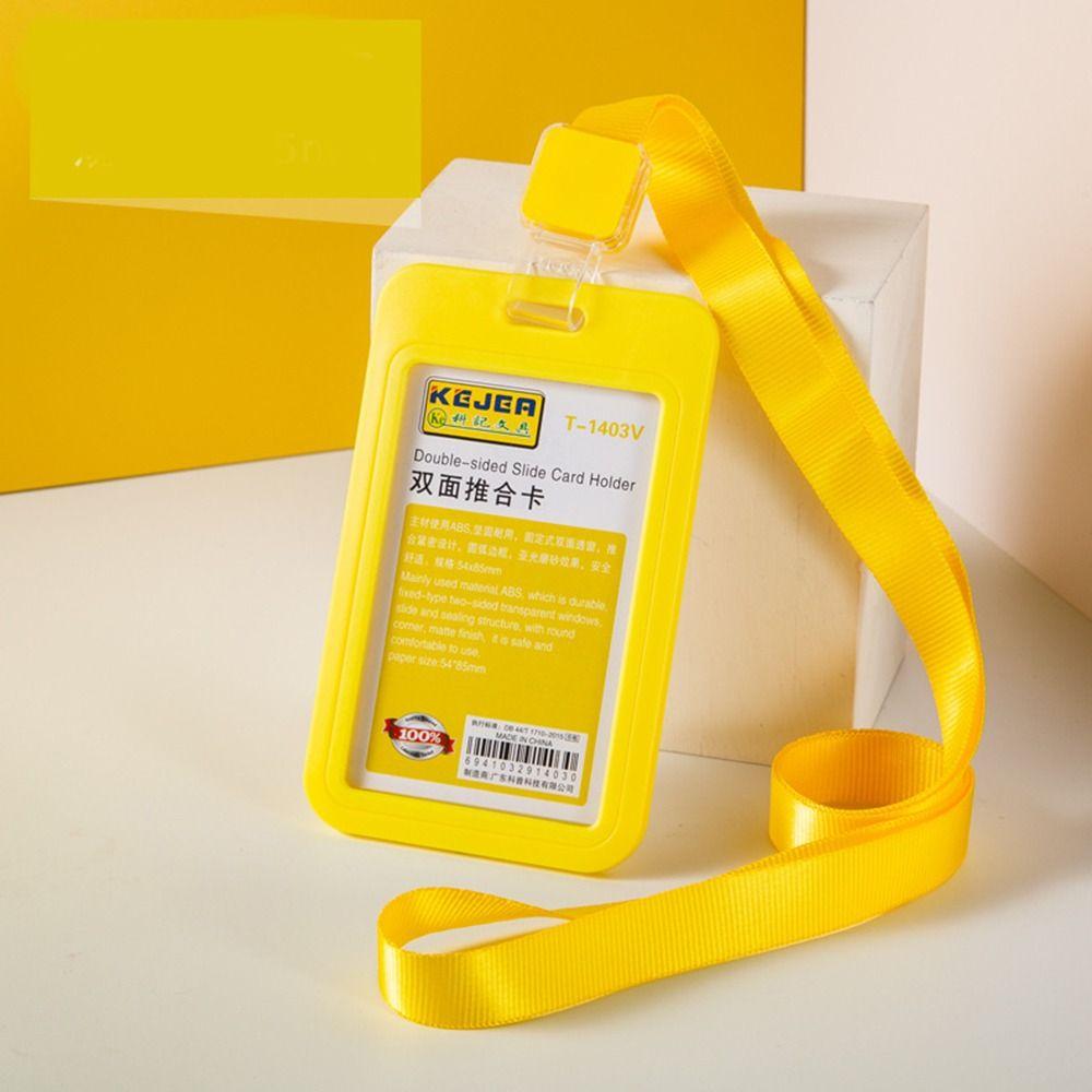 

Business Card Lanyard Card Holder Vertical Card Cover Simple Card Case Horizontal Card Protector yellow-Vertical