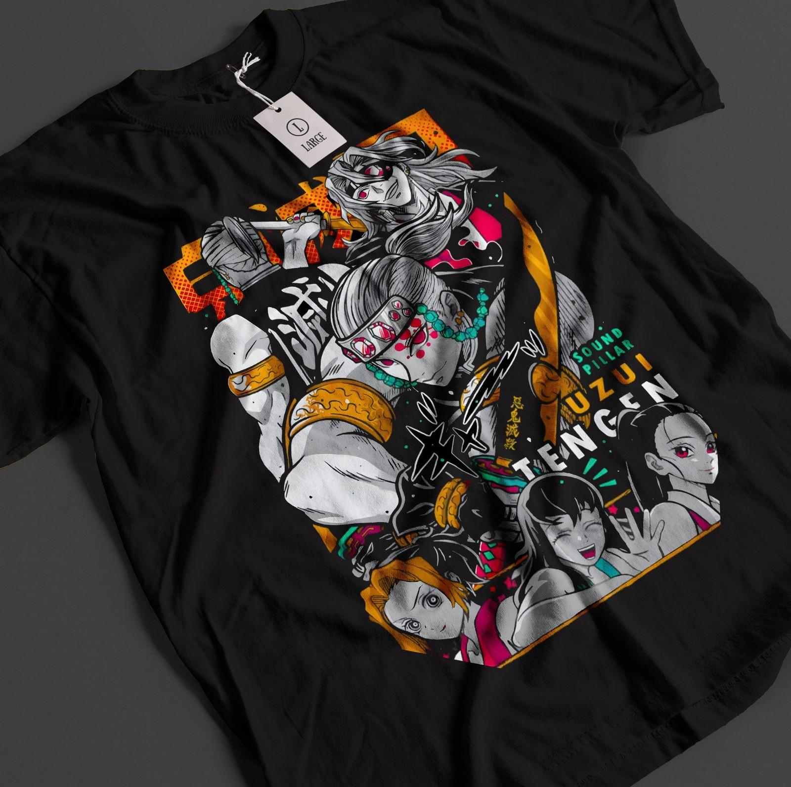 

Demon Slayer Shirt Tengen Uzui T-Shirt Mens Womens Tees Top Tanjiro KNY Anime Akaza Doma Muzan Tee L