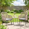 Garden Chair Set of 2 Weatherproof Garden Chairs with Armrest Seat Cushion Metal Frame up to 120 kg Load Capacity Light Grey
