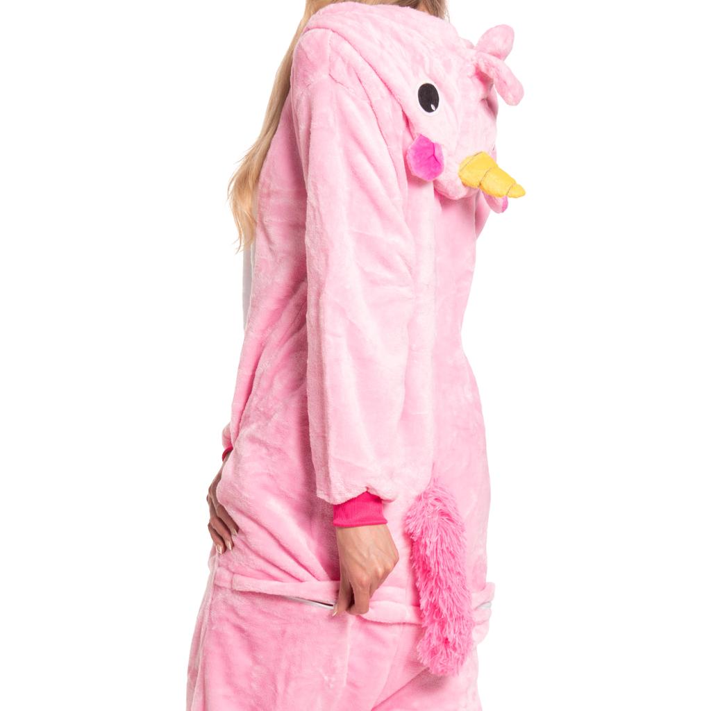 Damen Schlafanzug Overall Kigurumi Onesie Kostüm Pegasus Rosa 175-185 cm XL