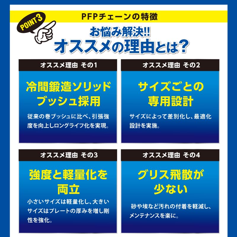 PFP 420HD-98L Motorcycle Chain, Reinforced Clip Joint 420-98, Non-Seal, Steel, Compatible with Honda C50, Supercub 50, Standard, Etc