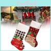 Stylish Christmas Stocking Candy Bag With Embroidery In Red And Black Checkered Design