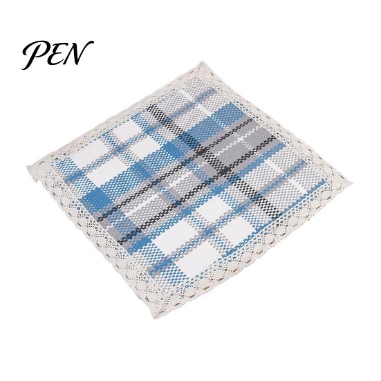 Durable Kitchen Chair Pad Cotton Linen with Ties, Square Summer Seat Lace Rattan Trim, 15.75" X Breathable Washable Mat for Dining Office Protective