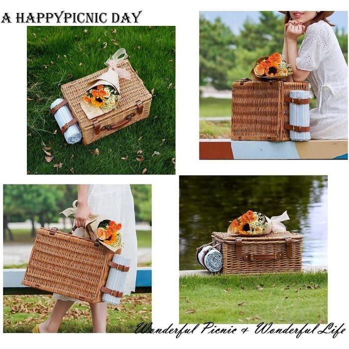 Happypicnic ensemble de panier de pique-nique en osier pour 4 personnes