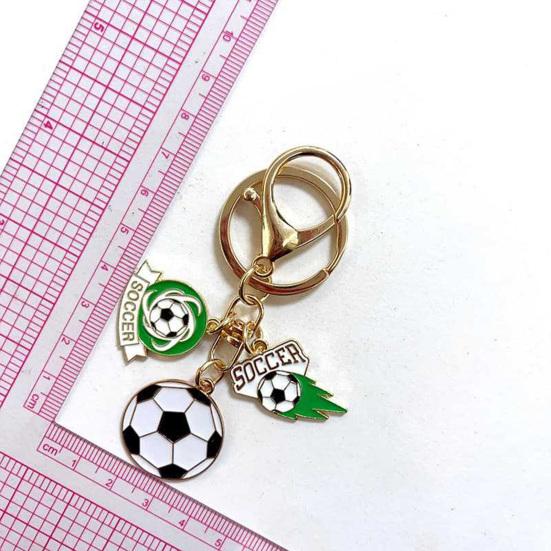 Keychain Pendant with Smooth Golden Lobster Clasp, Soccer Themed Charm Key Holder, Backpacks Car Keys Accessory