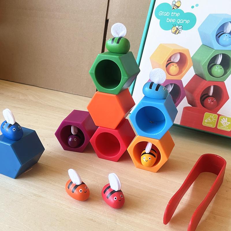 

Montessori Beehive Game: Fine Motor Skills & Color Recognition Toy for Children