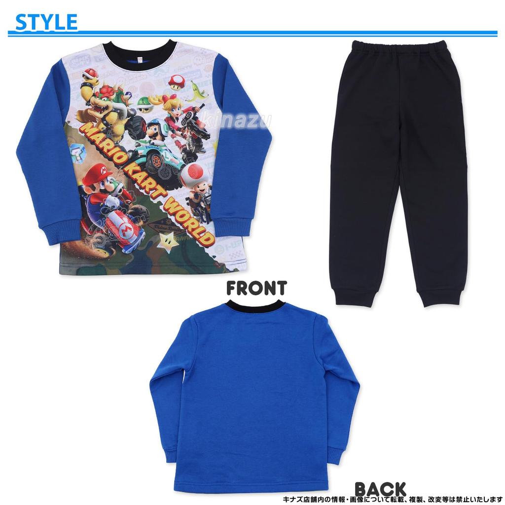 Bandai Super Mario Kart Brushed Pajamas 130cm Blue [Airin] Light-Up!