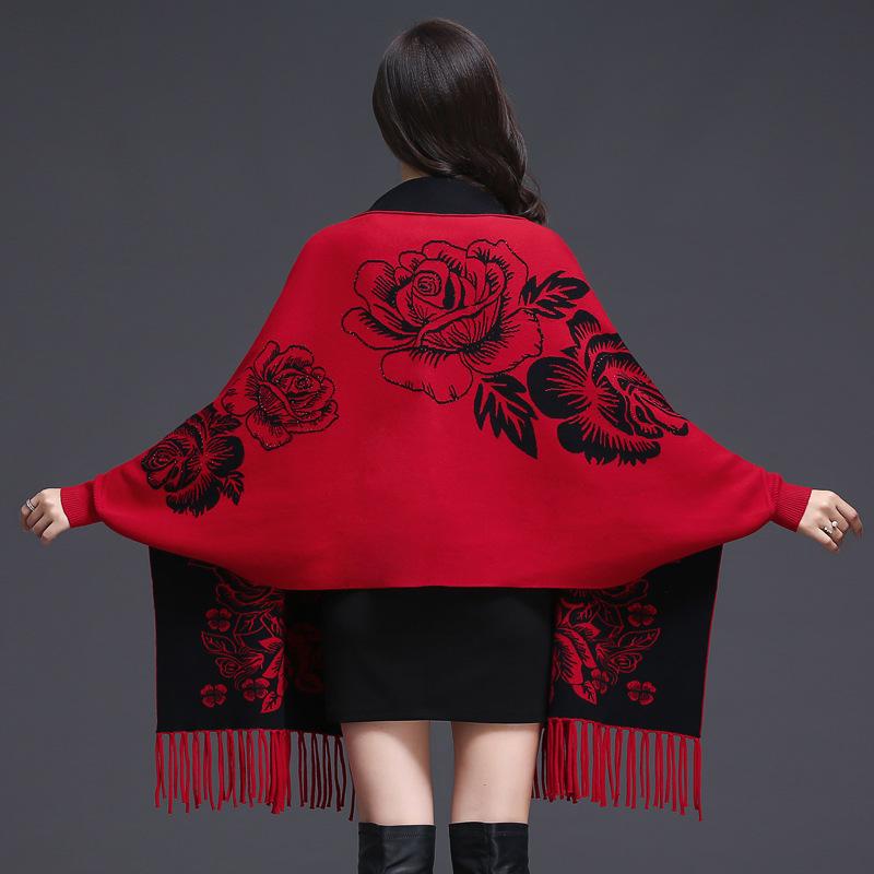 Damski szal kaszmirowy dwufunkcyjny: Gotowy na zimę, dwustronny, ciepły, z rękawami, szal do noszenia i płaszcz peleryna.