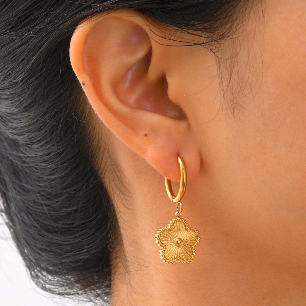 Stainless Steel Earrings Exquisite Y2K Metal Plum Blossom Plant Earring Luxury Gold-plated for Women High Quality Jewelry