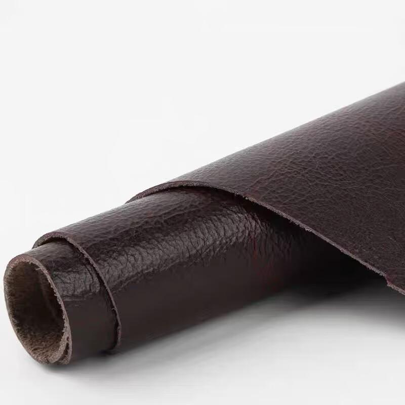 1.5mm Thick Coffee Colored Retro Color Changing Oil Wax Leather, Deep Brown Top Layer Genuine Leather, Handmade DIY Leather Good