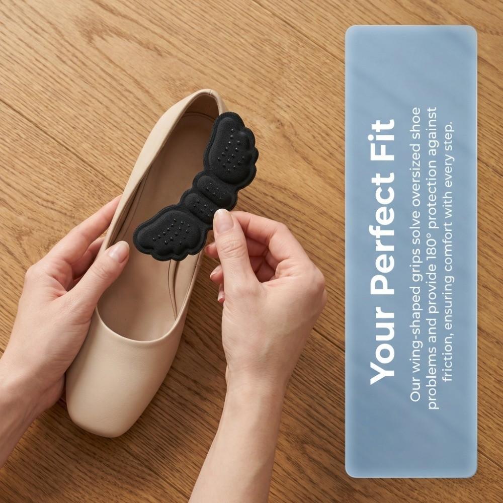 5 Pairs Anti-slip 4D Sponge Heel Pads Butterfly Wing Black Shoe Inserts Invisible Thickened Foot Pads Anti-wear Care