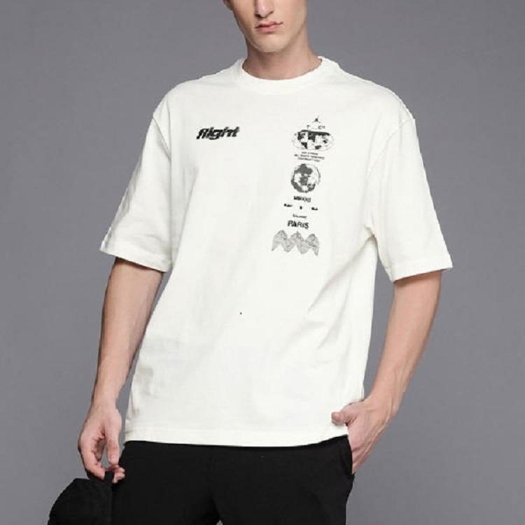 Jordan Minimalist Letter Logo Print Crew Neck Short Sleeve T-Shirt Men Tops Off-White DV3076-133
