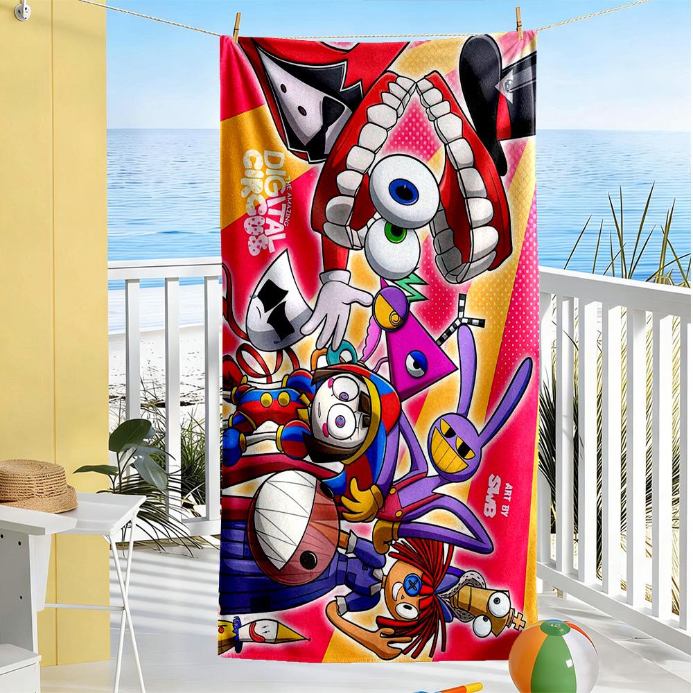 Digital Circus Beach Towel Super Soft & Absorbent Comfortable Lightweight Perfect for Traveling Yoga Camping and Swimming