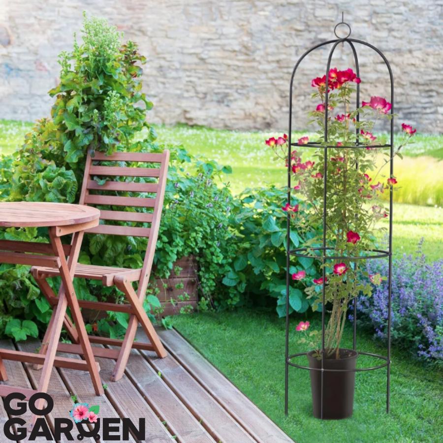 Metal tower garden pergola for climbers, roses, flowers, garden plants, metal