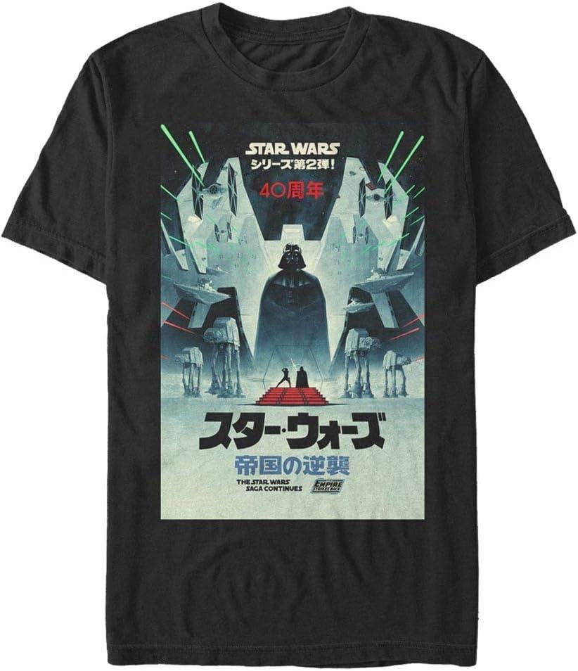 Мужская футболка Star Wars 40-летний юбилей Японский плакат - Черная - 2XL S