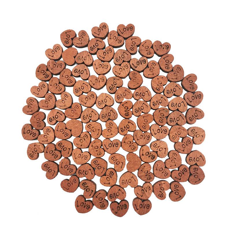 (100pcs/pack) Heart-shaped Wood Colour Buttons Handwork Sewing Scrapbook Clothing Crafts Accessories Home Decoration