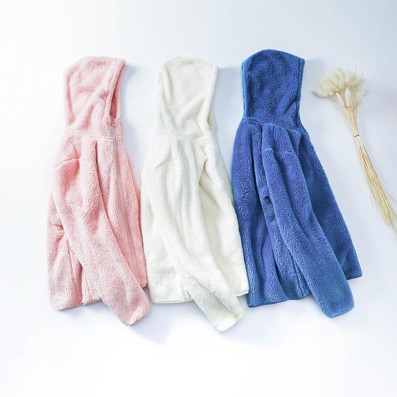 Pocket Fleece Thickened Double-sided Fleece Jacket Women's New Loose Fleece Jacket Cardigan Hooded Thermal Sweater