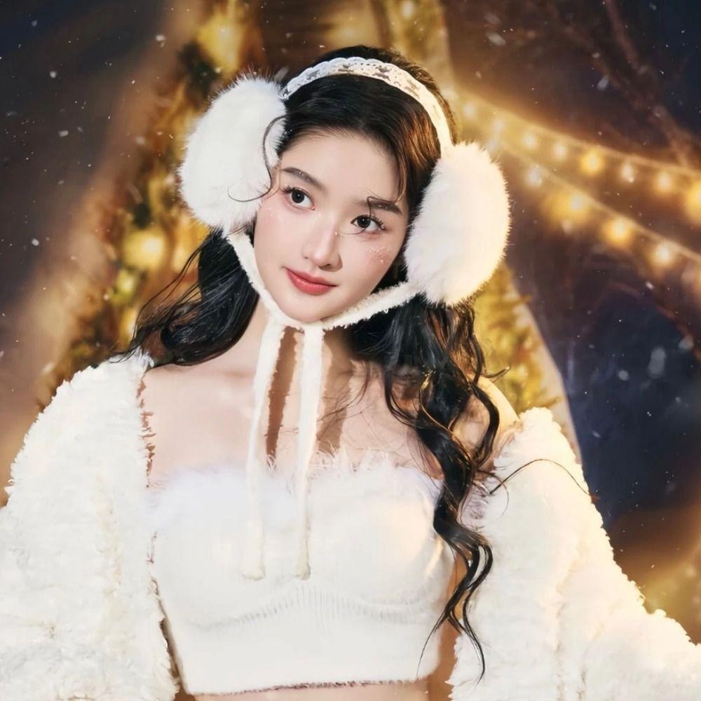 JK Headwear Lace Plush Earmuffs Ear Cap Warm Ear Muffs Comfortable Winter Earmuffs  Skiing
