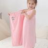Coral Fleece Children's Bathrobes Wrap Style Thickened Cartoon Towels Fashionable Cute Embroidery Pattern High Absorbent Towels