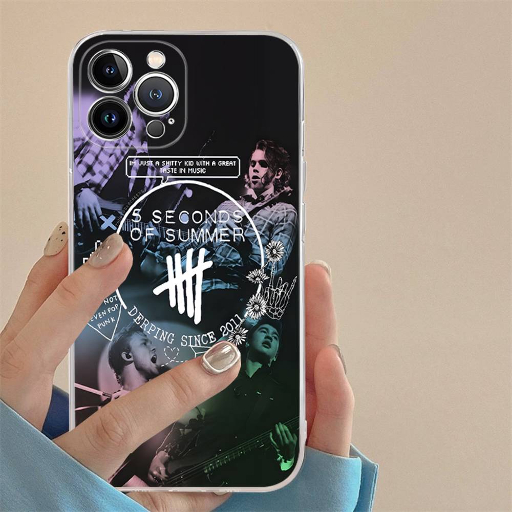 Seconds-of-Summers-5SOS Transparent Case For IPhone 11 12 13 14 15 16 17 Air Pro Max Plus Mini Shockproof Cover