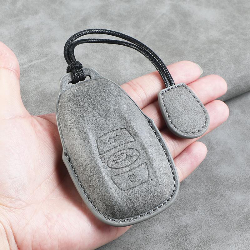 Leather Car Remote Key Case Cover for Subaru BRZ Forester Legacy Outback WRX STI Impreza XV Crosstrek Protector Fob Keychain
