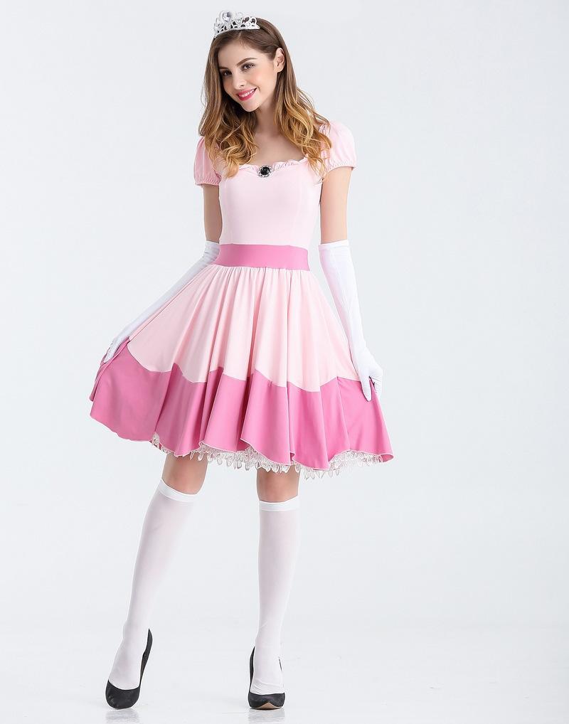 Mario super marie fairy tale princess cosplay pink princess uniform seduction cosplay